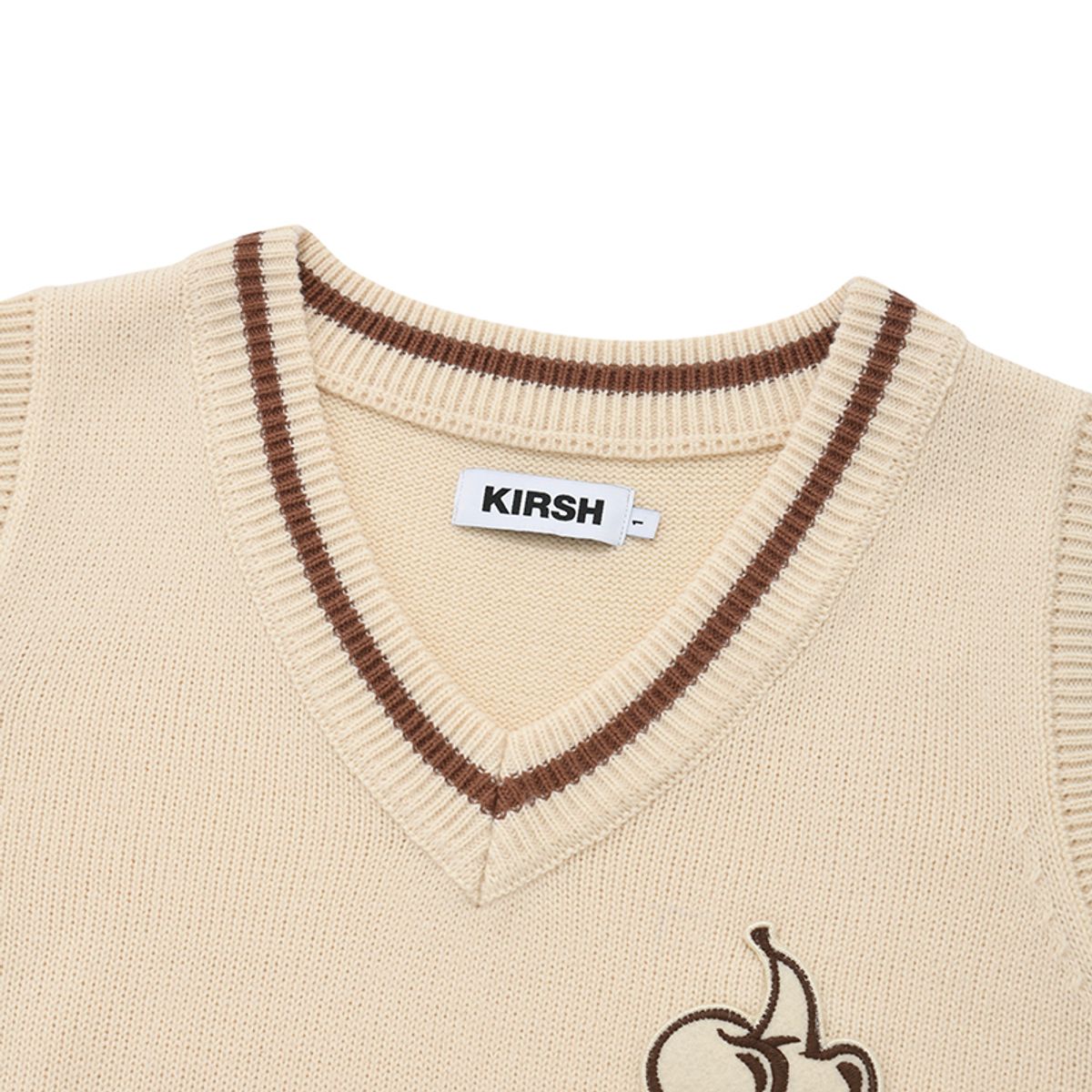 키르시(KIRSH) 미들 체리 브이넥 니트 베스트 [베이지]