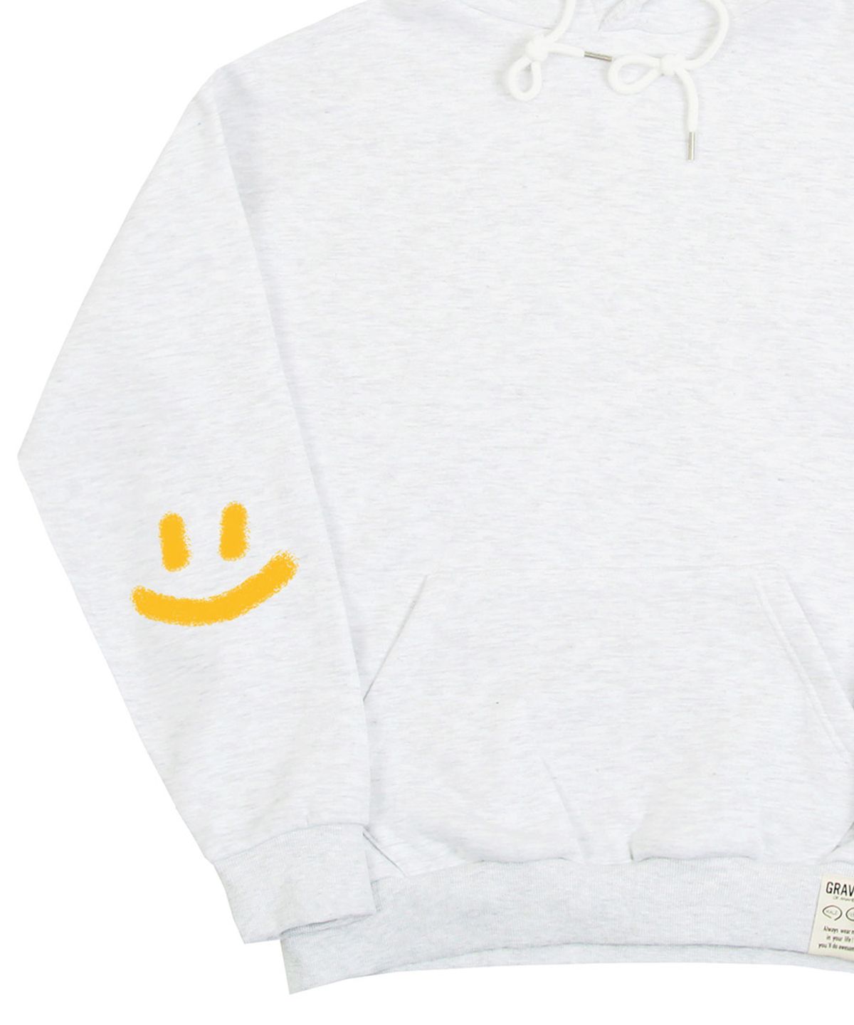 그레이버(GRAVER) [UNISEX]엘보우 스프레이 스마일드로잉 후드티_멜란지화이트
