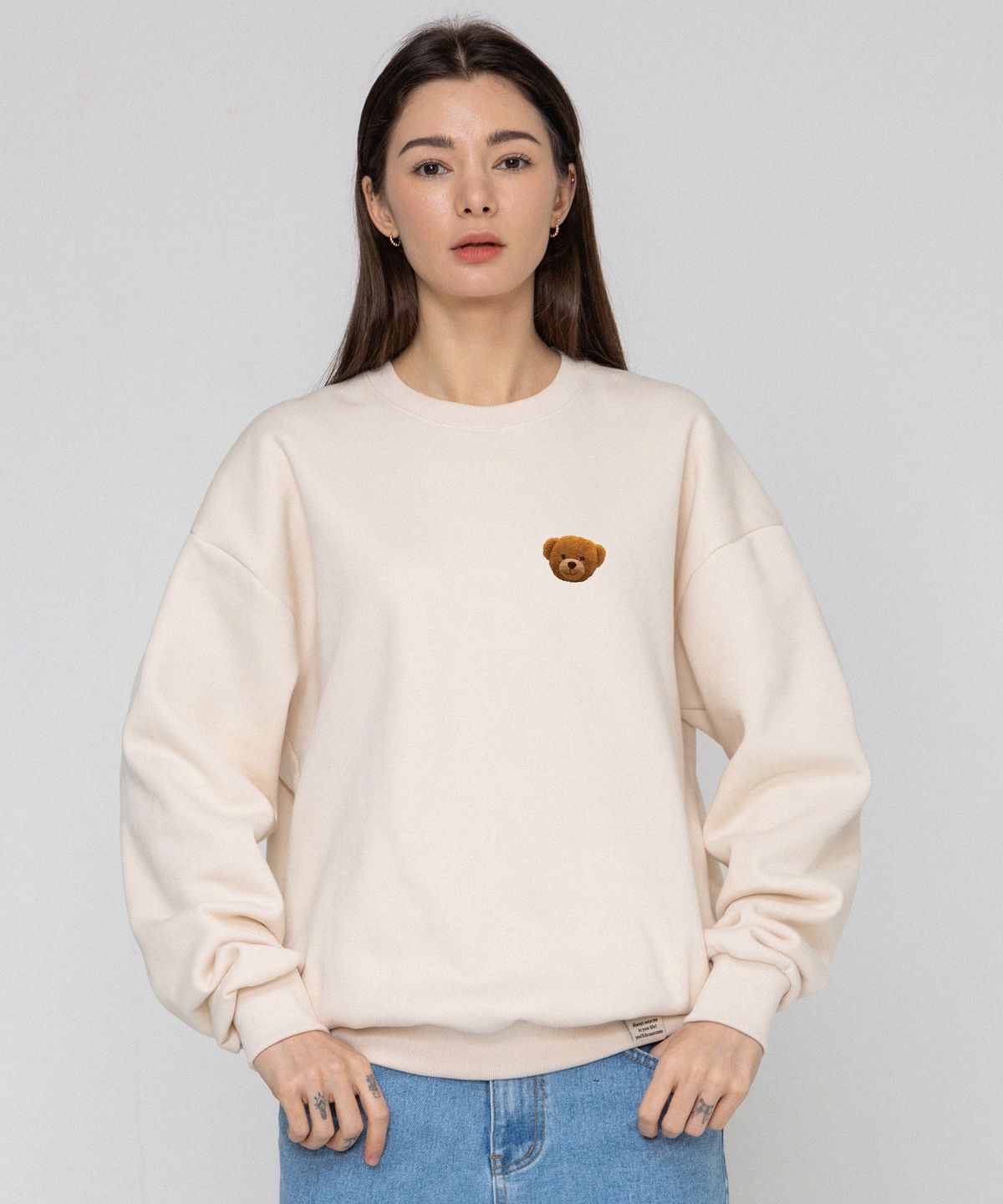 그레이버(GRAVER) [UNISEX]스몰 OF 베어 맨투맨_크림