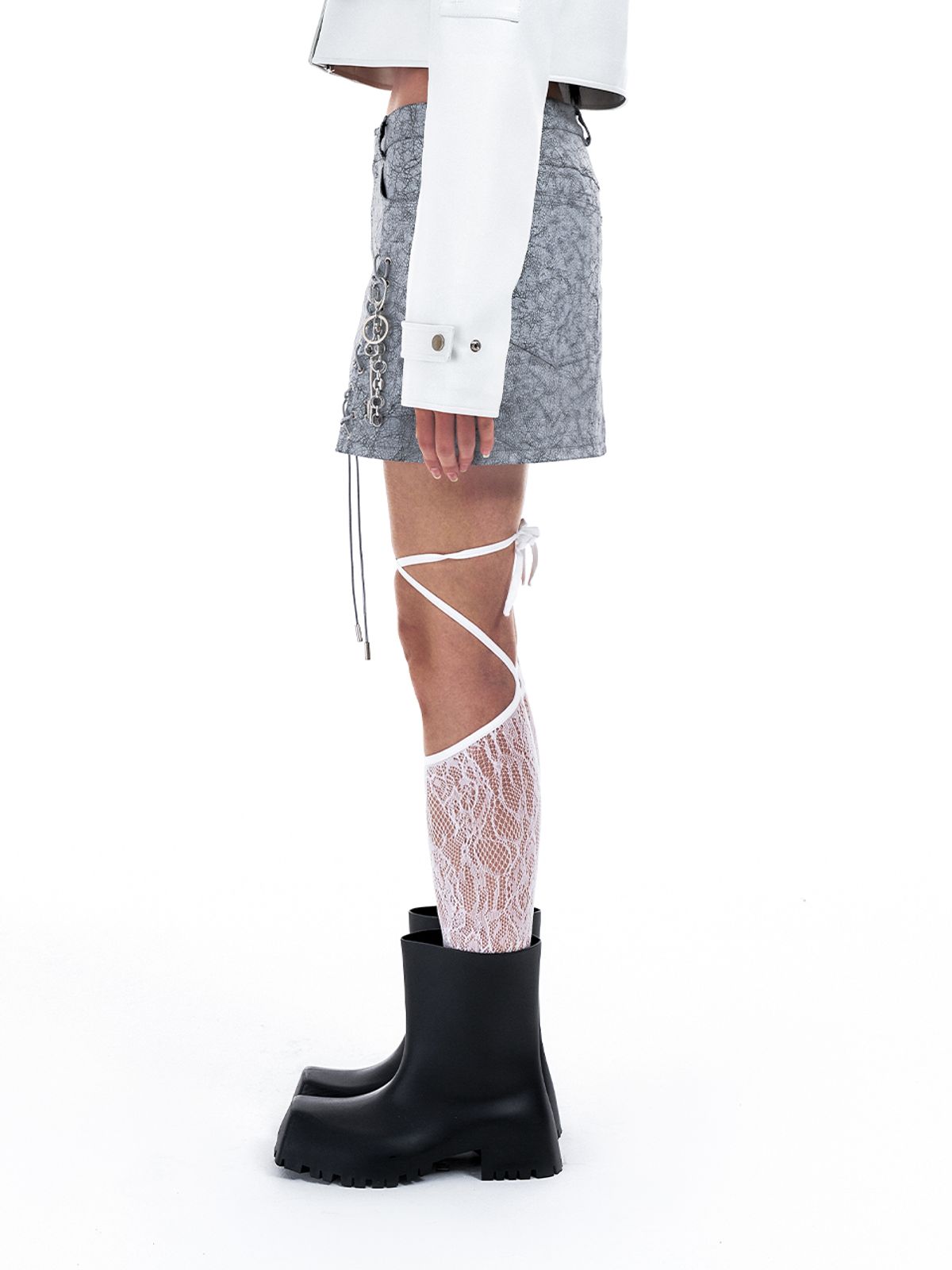 와이이이엘(YEEL) EYELET MINI SKIRT GRAY