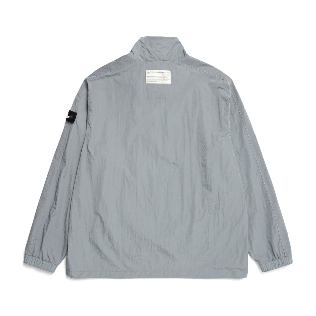 내셔널지오그래픽(NATIONALGEOGRAPHIC) N231UJP902 우븐 세미 오버핏 로고 아노락 점퍼 STEEL BLUE