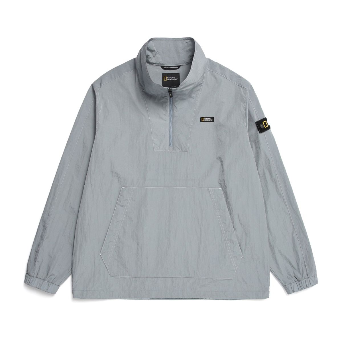 내셔널지오그래픽(NATIONALGEOGRAPHIC) N231UJP902 우븐 세미 오버핏 로고 아노락 점퍼 STEEL BLUE