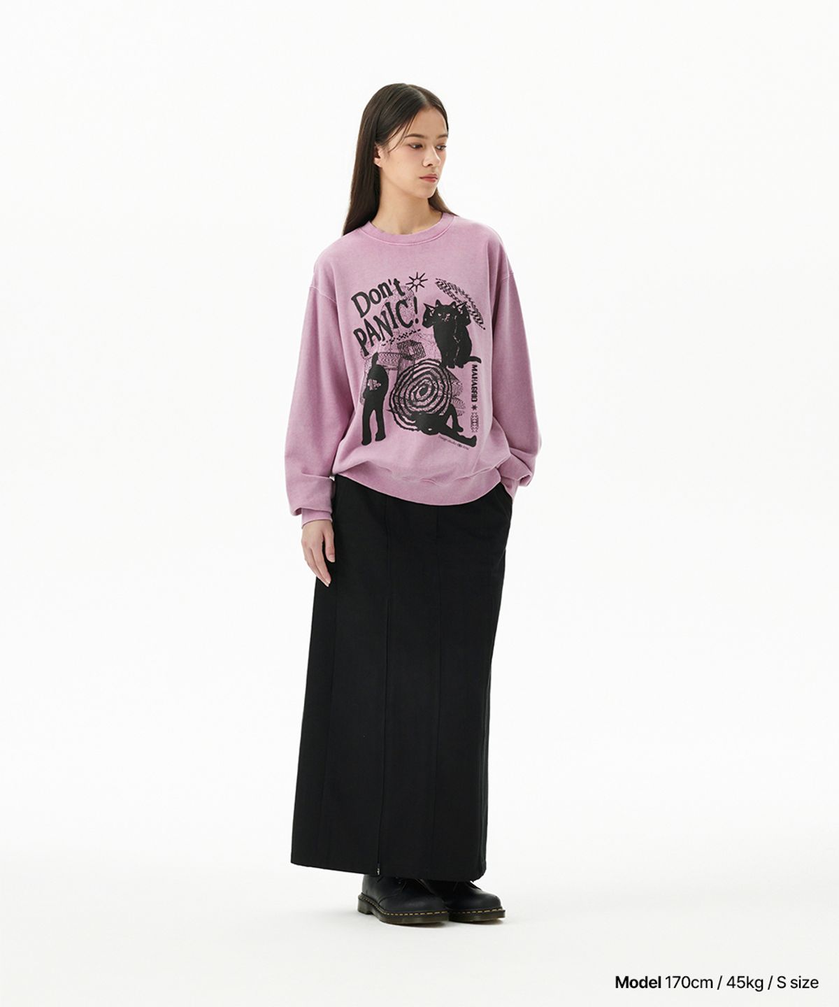 마하그리드(MAHAGRID) DON’T PANIC PIGMENT SWEATSHIRT PINK(MG2DSMM441A)