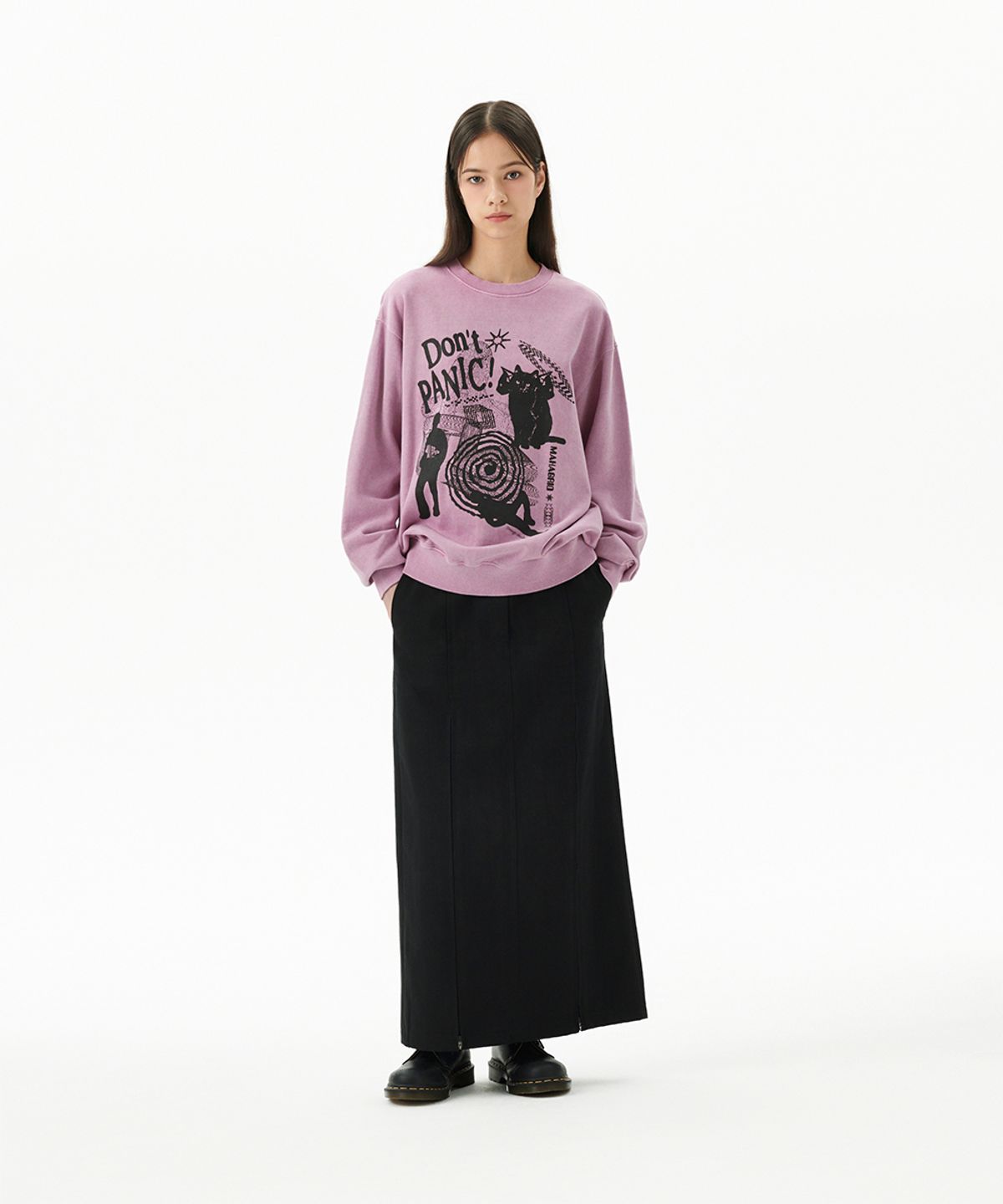 마하그리드(MAHAGRID) DON’T PANIC PIGMENT SWEATSHIRT PINK(MG2DSMM441A)