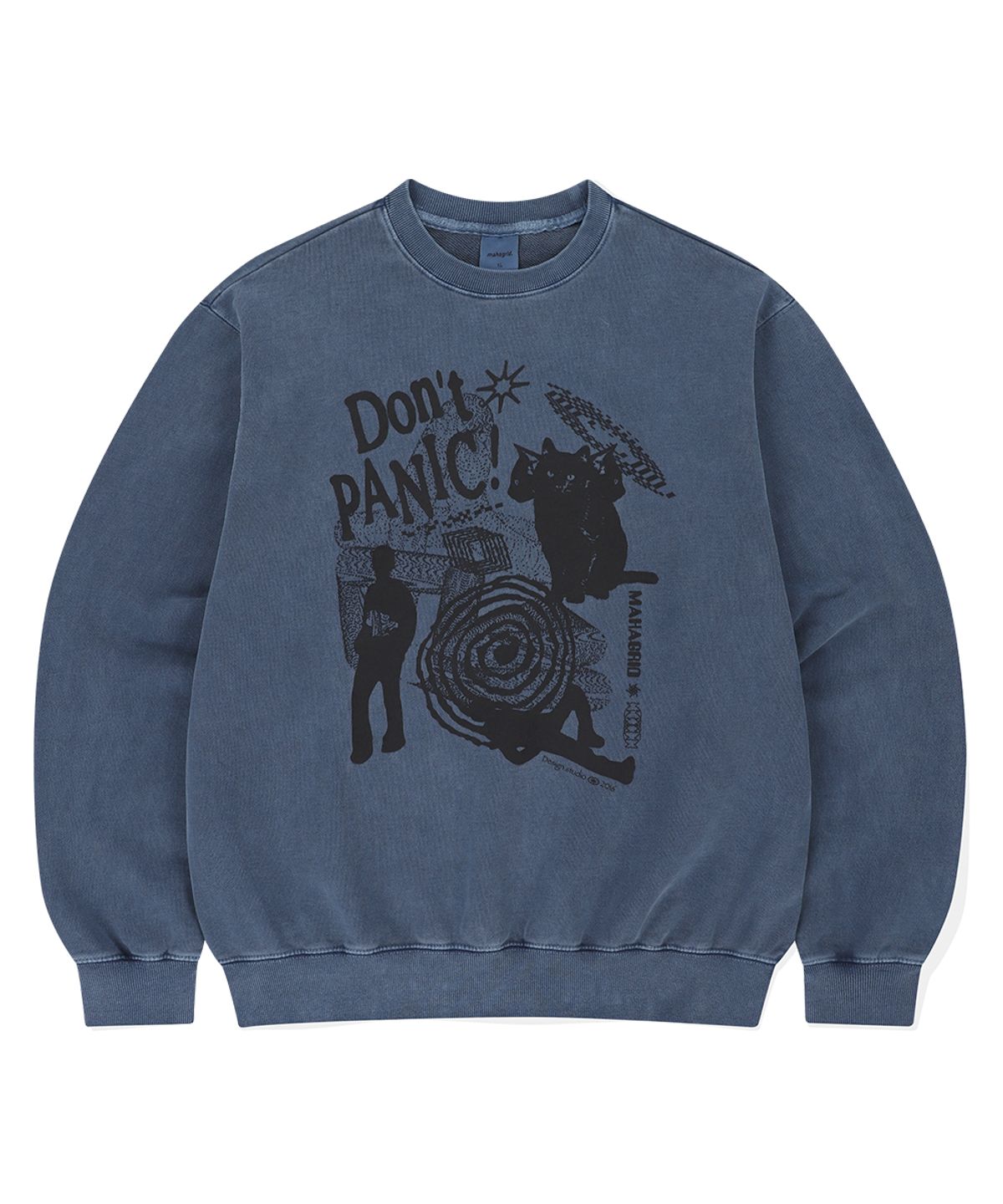 마하그리드(MAHAGRID) DON’T PANIC PIGMENT SWEATSHIRT NAVY(MG2DSMM441A)