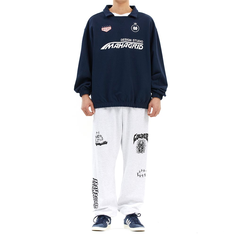 MUSINSA | MAHAGRID RALLY COLLARED SWEATSHIRT NAVY(MG2DSMM446A)