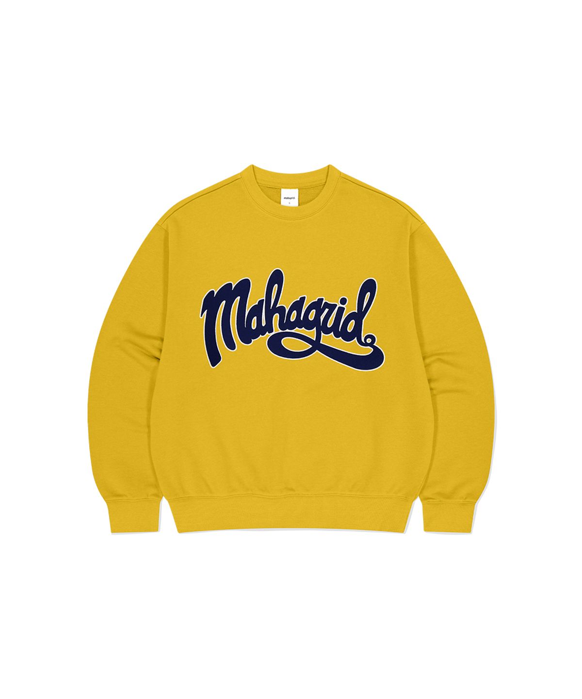 마하그리드(MAHAGRID) CURVED LOGO SWEATSHIRT MUSTARD(MG2DSMM440A)