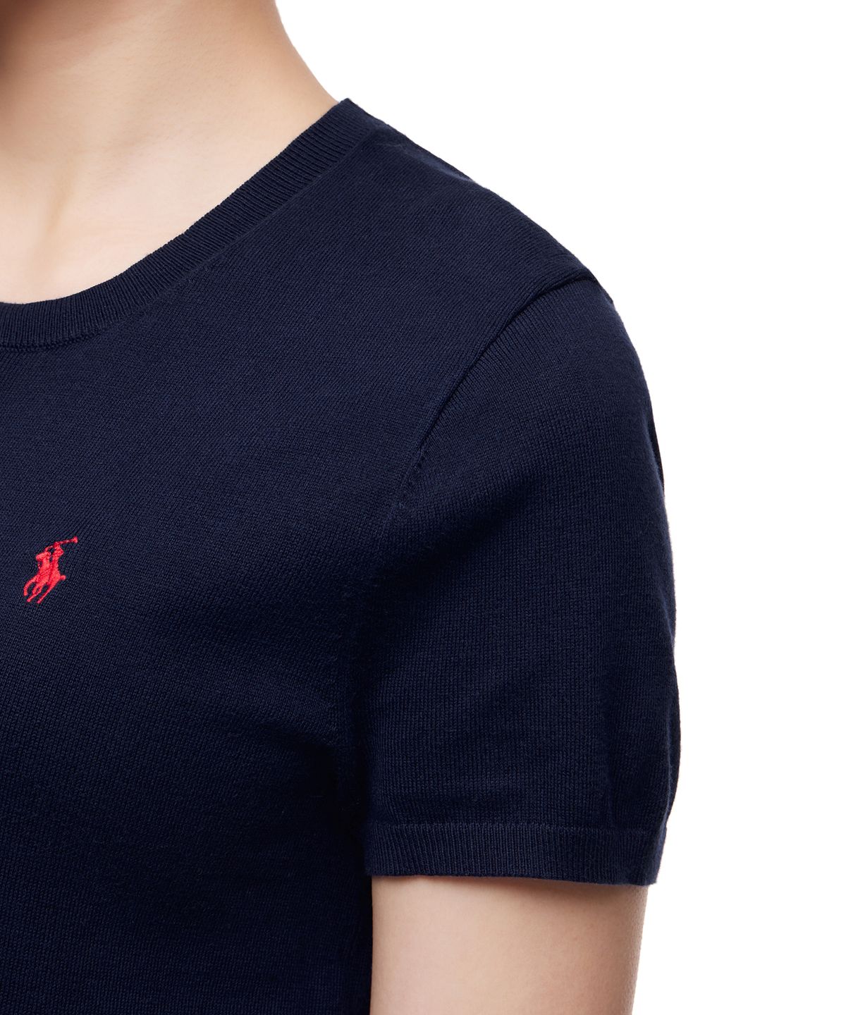 폴로 랄프 로렌(POLO RALPH LAUREN) W 코튼 블렌드 숏 슬리브 스웨터 - 네이비