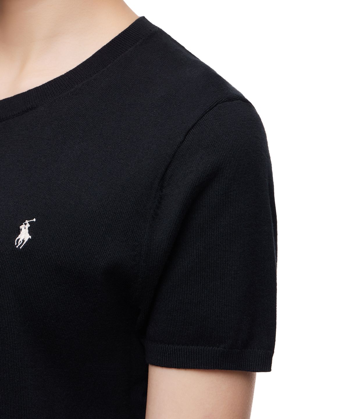 폴로 랄프 로렌(POLO RALPH LAUREN) W 코튼 블렌드 숏 슬리브 스웨터 - 블랙