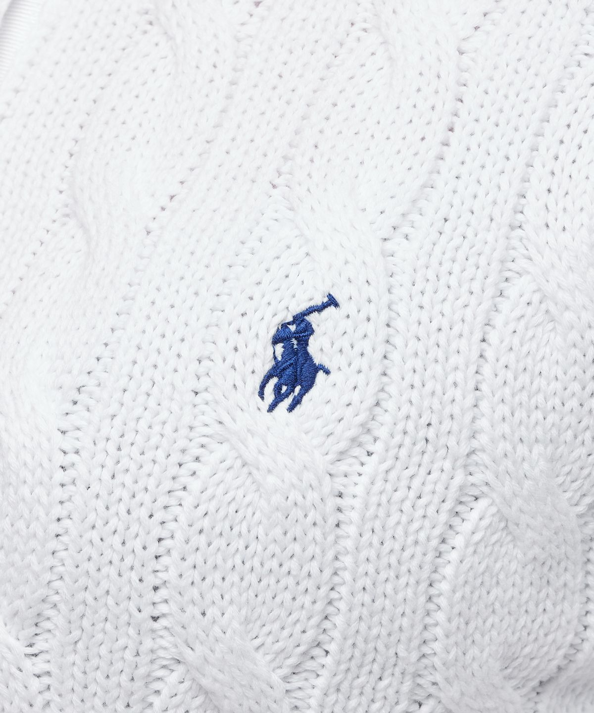 폴로 랄프 로렌(POLO RALPH LAUREN) W 케이블 니트 코튼 크루넥 카디건 - 화이트