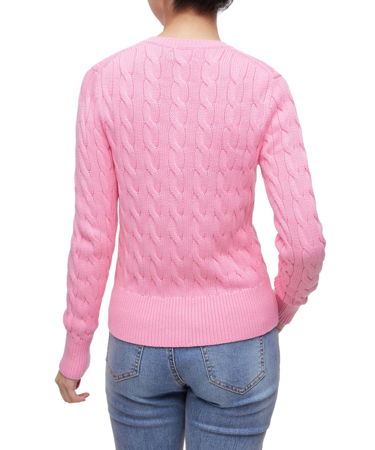폴로 랄프 로렌(POLO RALPH LAUREN) W 케이블 니트 코튼 크루넥 카디건 - 핑크