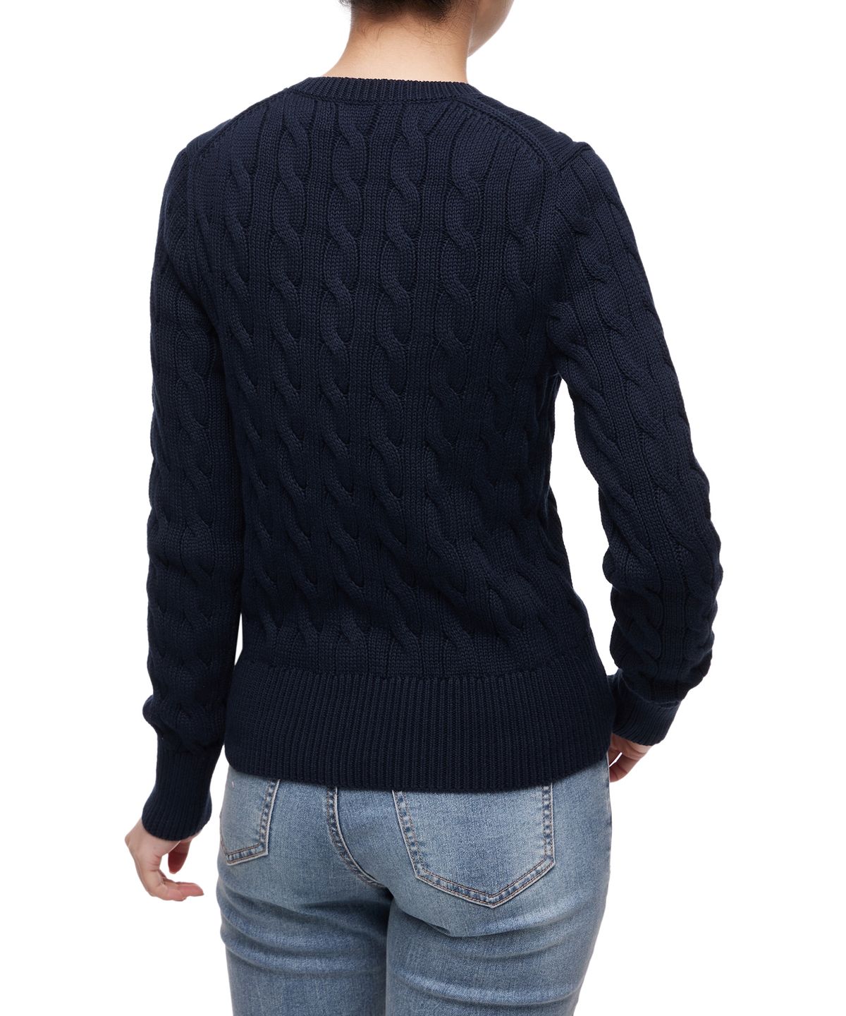 폴로 랄프 로렌(POLO RALPH LAUREN) W 케이블 니트 코튼 크루넥 카디건 - 네이비