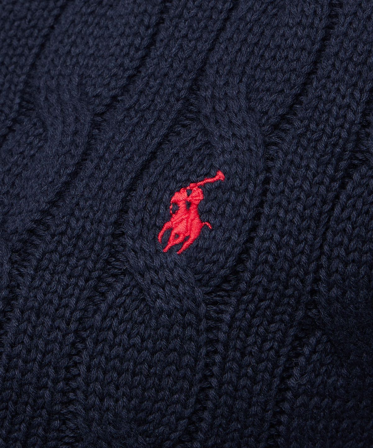 폴로 랄프 로렌(POLO RALPH LAUREN) W 케이블 니트 코튼 크루넥 카디건 - 네이비