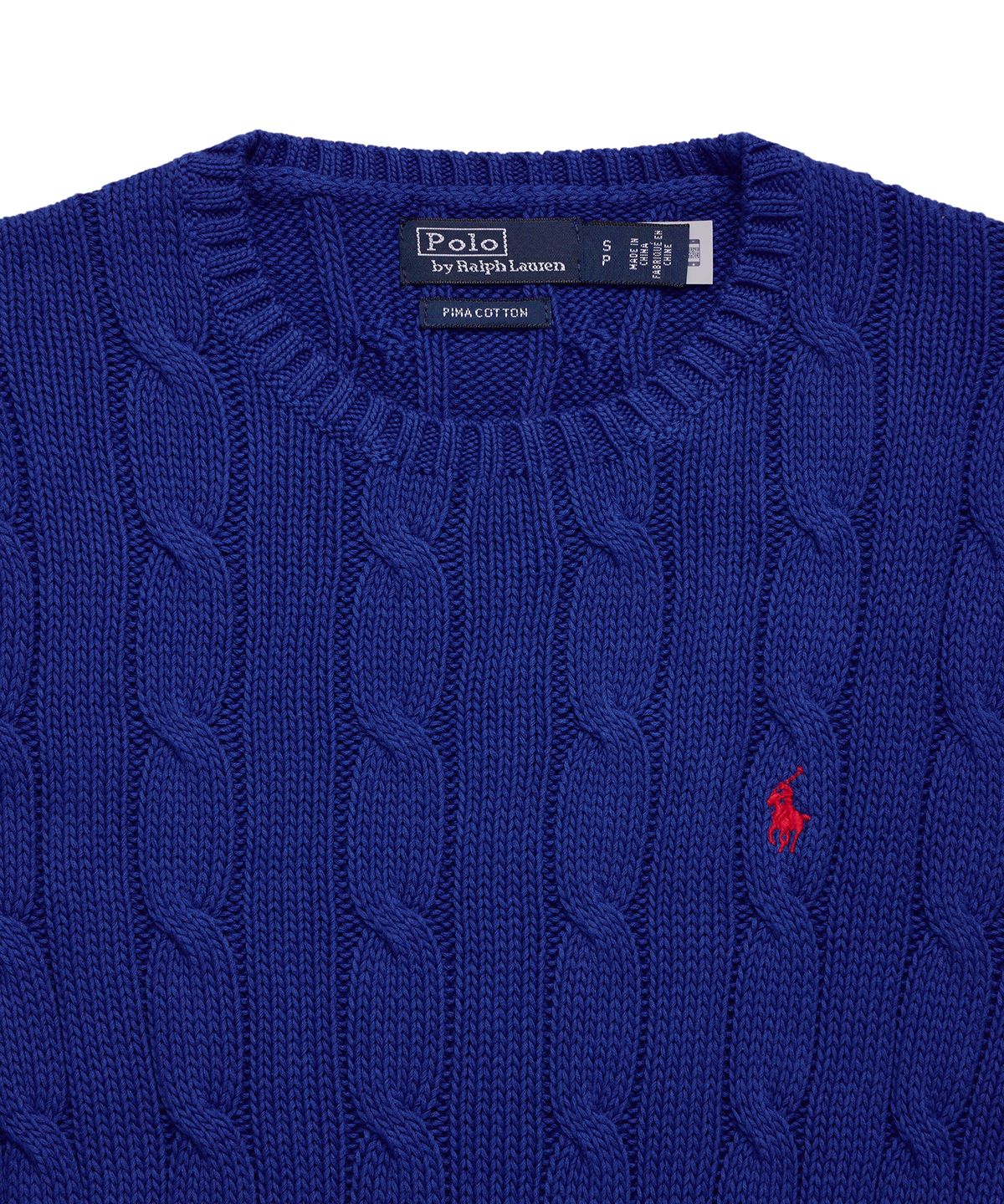 폴로 랄프 로렌(POLO RALPH LAUREN) W 케이블 니트 코튼 크루넥 스웨터 - 블루