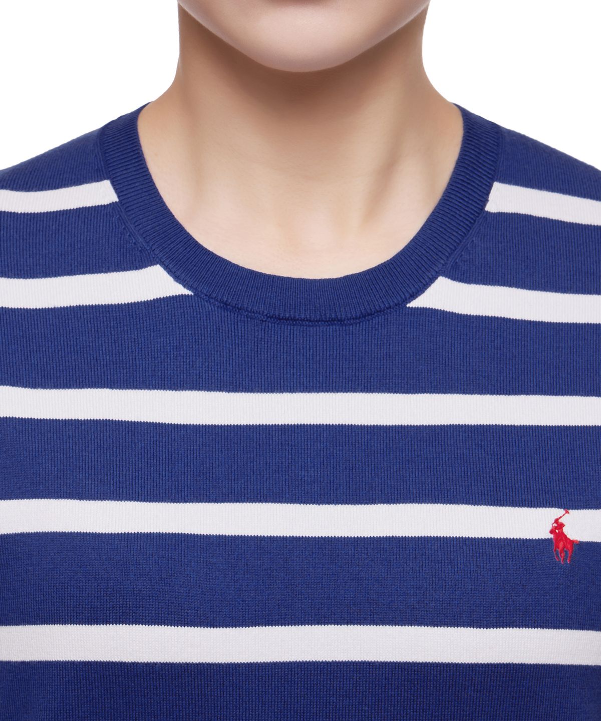폴로 랄프 로렌(POLO RALPH LAUREN) W 스트라이프 숏 슬리브 스웨터 - 블루