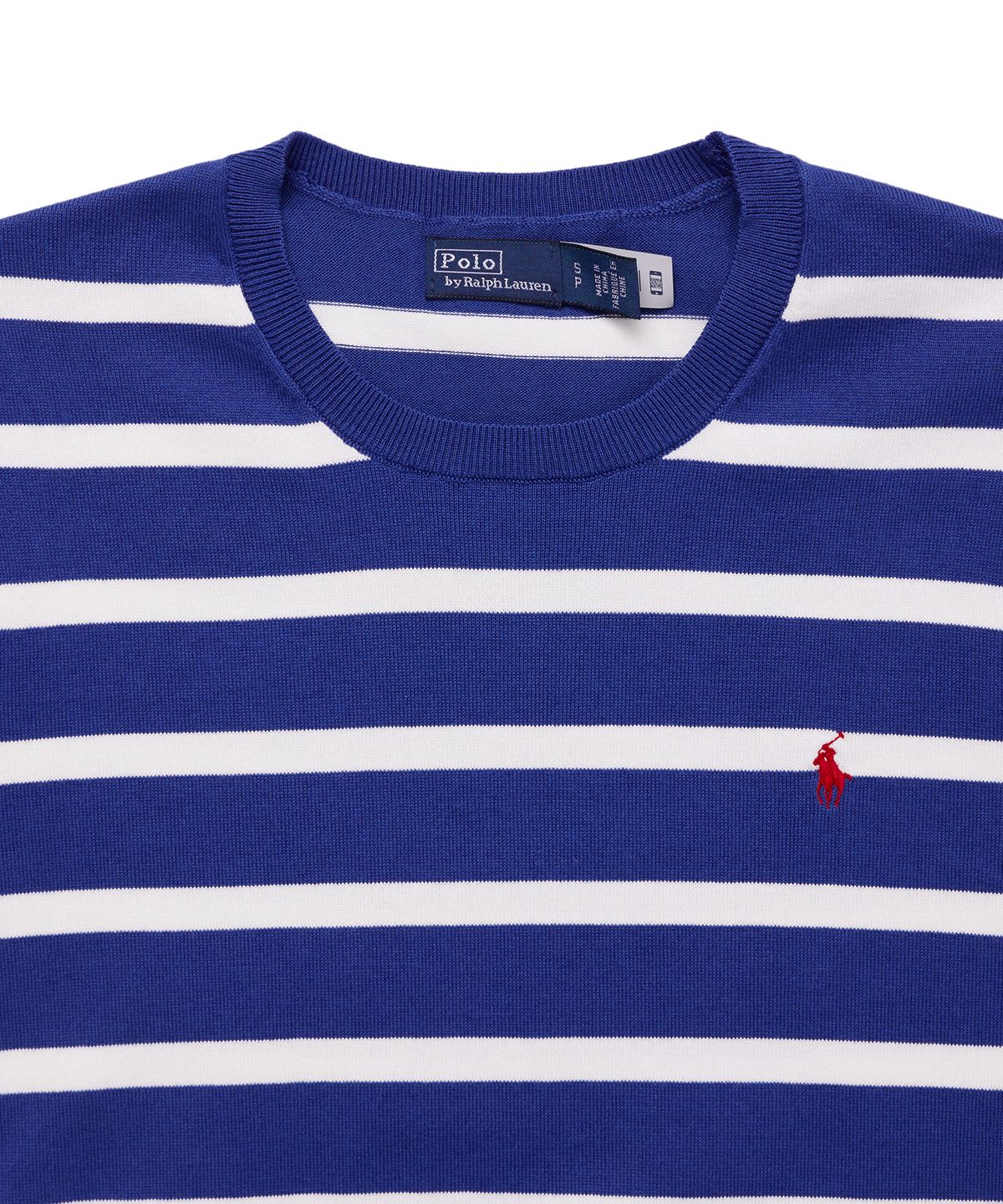 폴로 랄프 로렌(POLO RALPH LAUREN) W 스트라이프 숏 슬리브 스웨터 - 블루