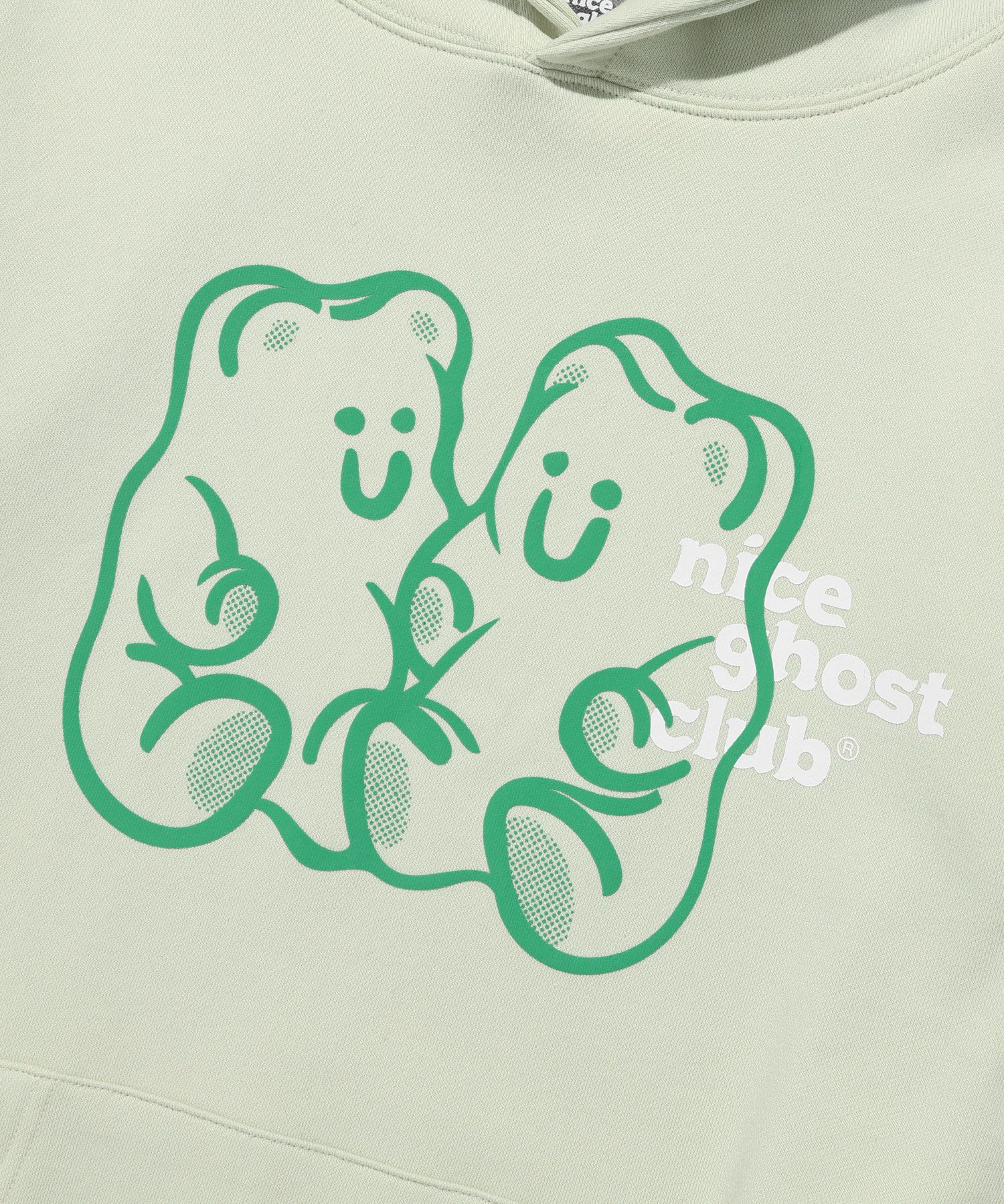 MUSINSA | NICE GHOST CLUB GUMMY BEAR & LOGO HOODIE_GREEN