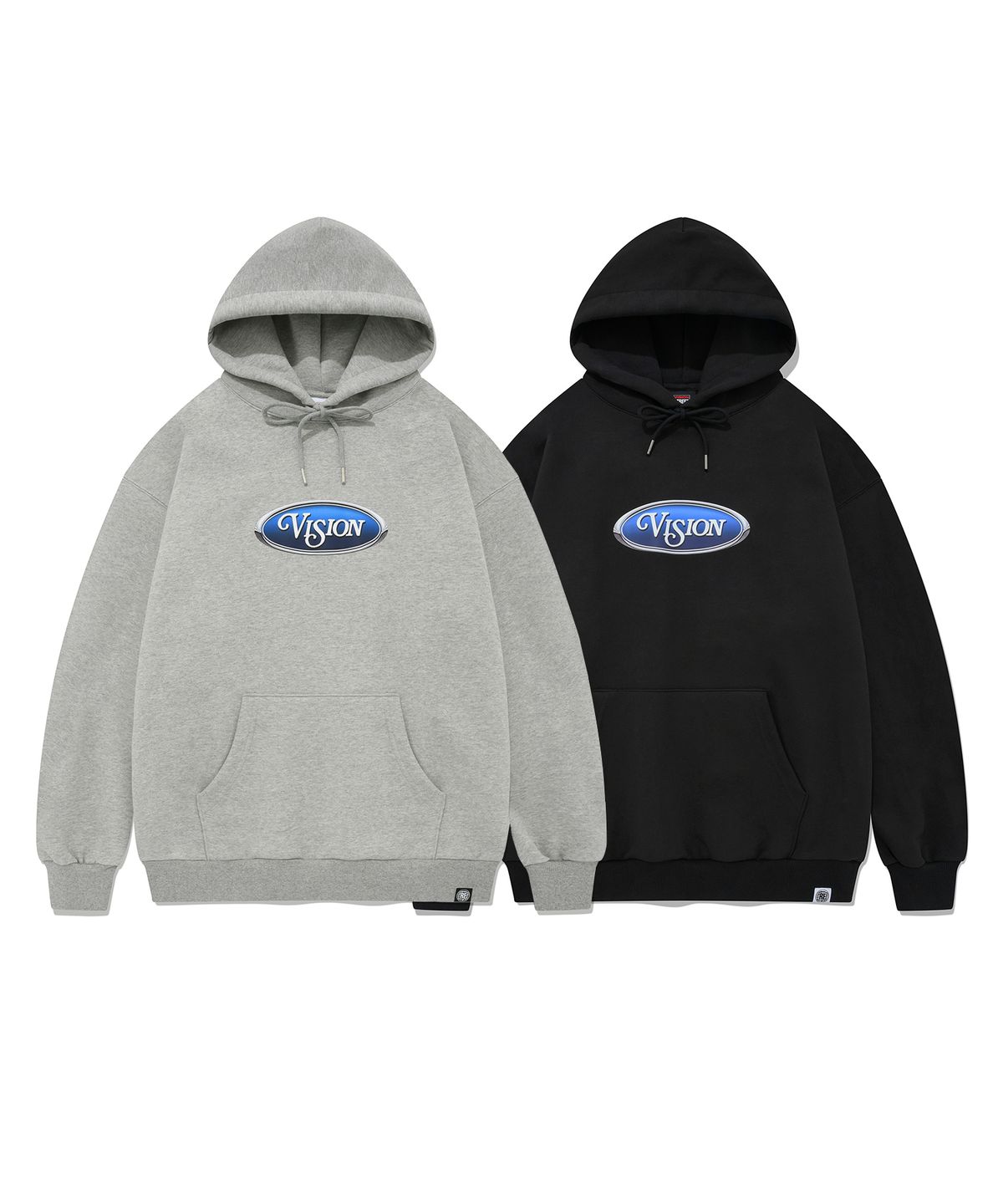 비전스트릿웨어(VISION STREETWEAR) VSW blue Oval Logo Hoodie Black