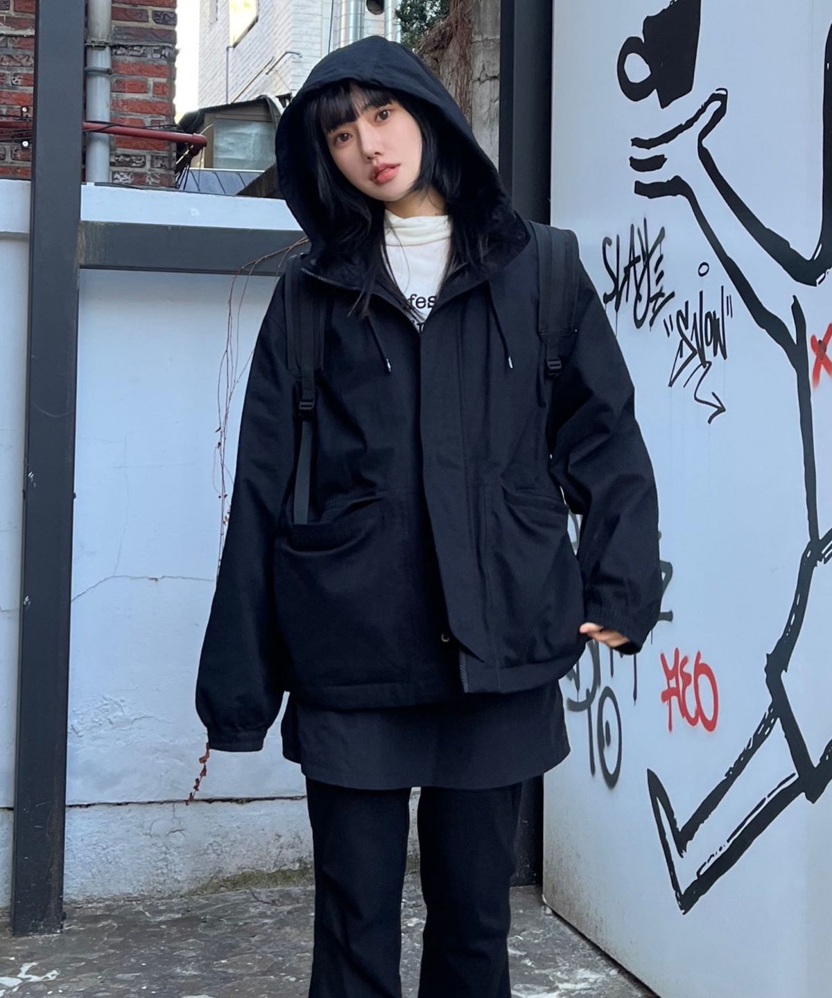 코드그라피(CGP) 워시드 코튼 후드 집업_4COLOR