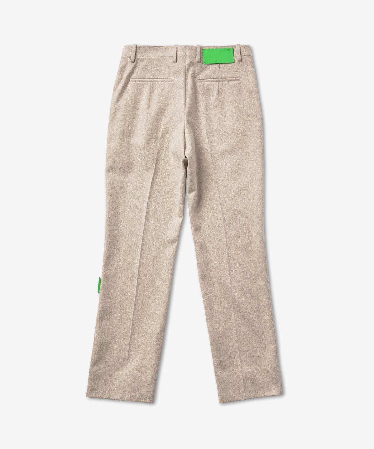오프화이트(OFF-WHITE) 슬림핏 태그 울 지퍼 팬츠 - 베이지 / OMCA248F22FAB0016100