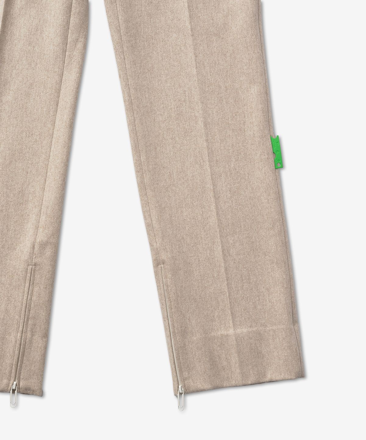 오프화이트(OFF-WHITE) 슬림핏 태그 울 지퍼 팬츠 - 베이지 / OMCA248F22FAB0016100