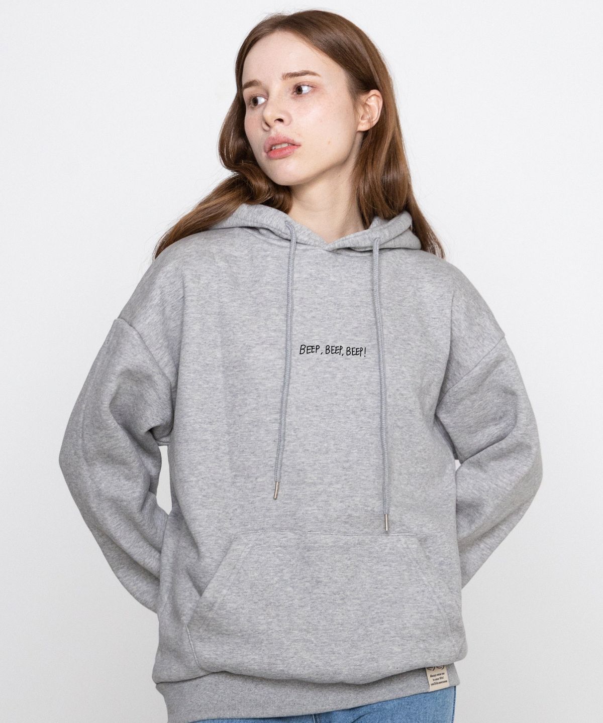 그레이버(GRAVER) [UNISEX]BEEP 클린 덕 스마일 후드티_그레이