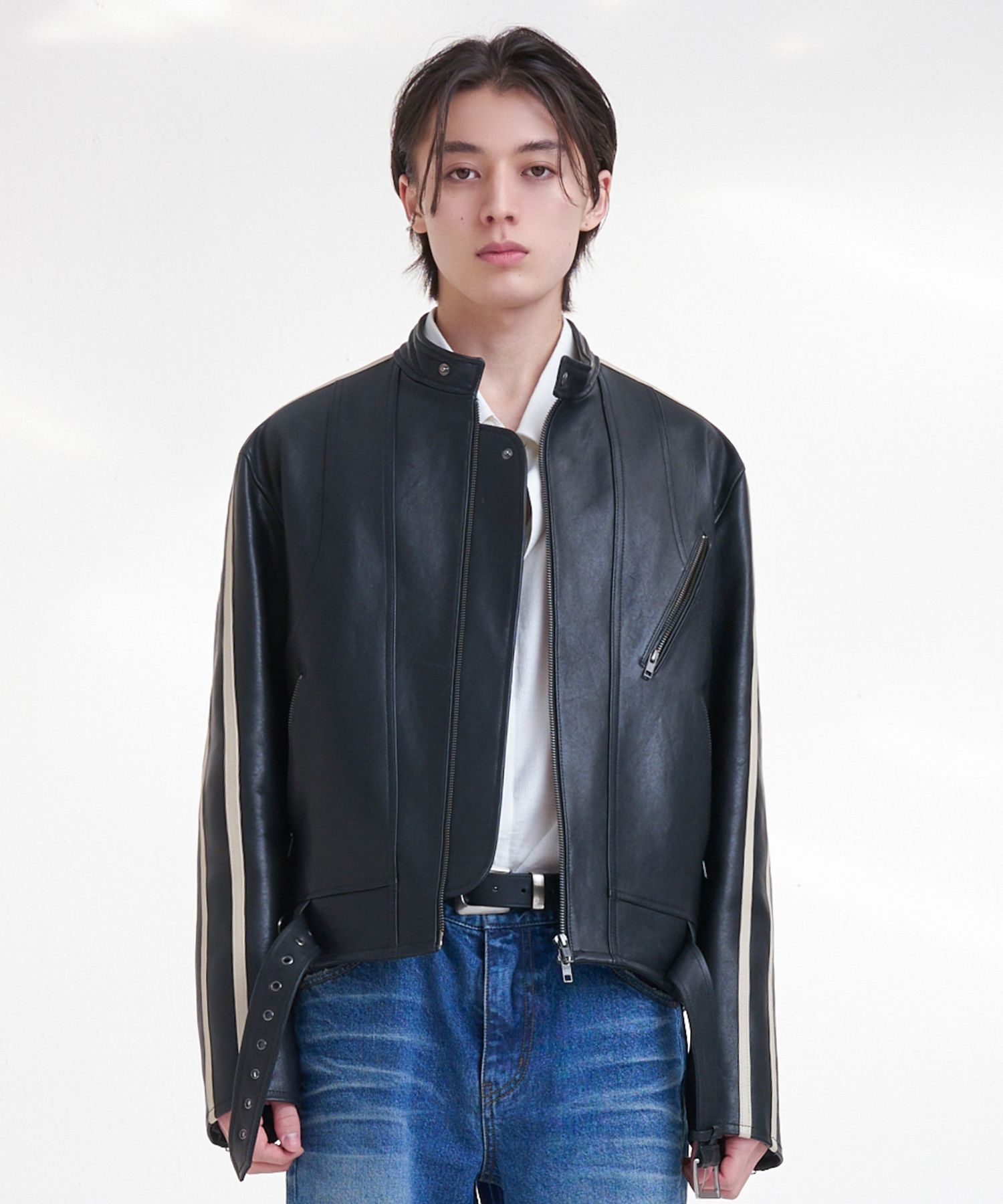 ジャケット・アウター MUSINSA STANDARD LAMBSKIN MOTORCYCLE MUSINSA公式 | LMOOD Track Lambskin Rider Jacket Black