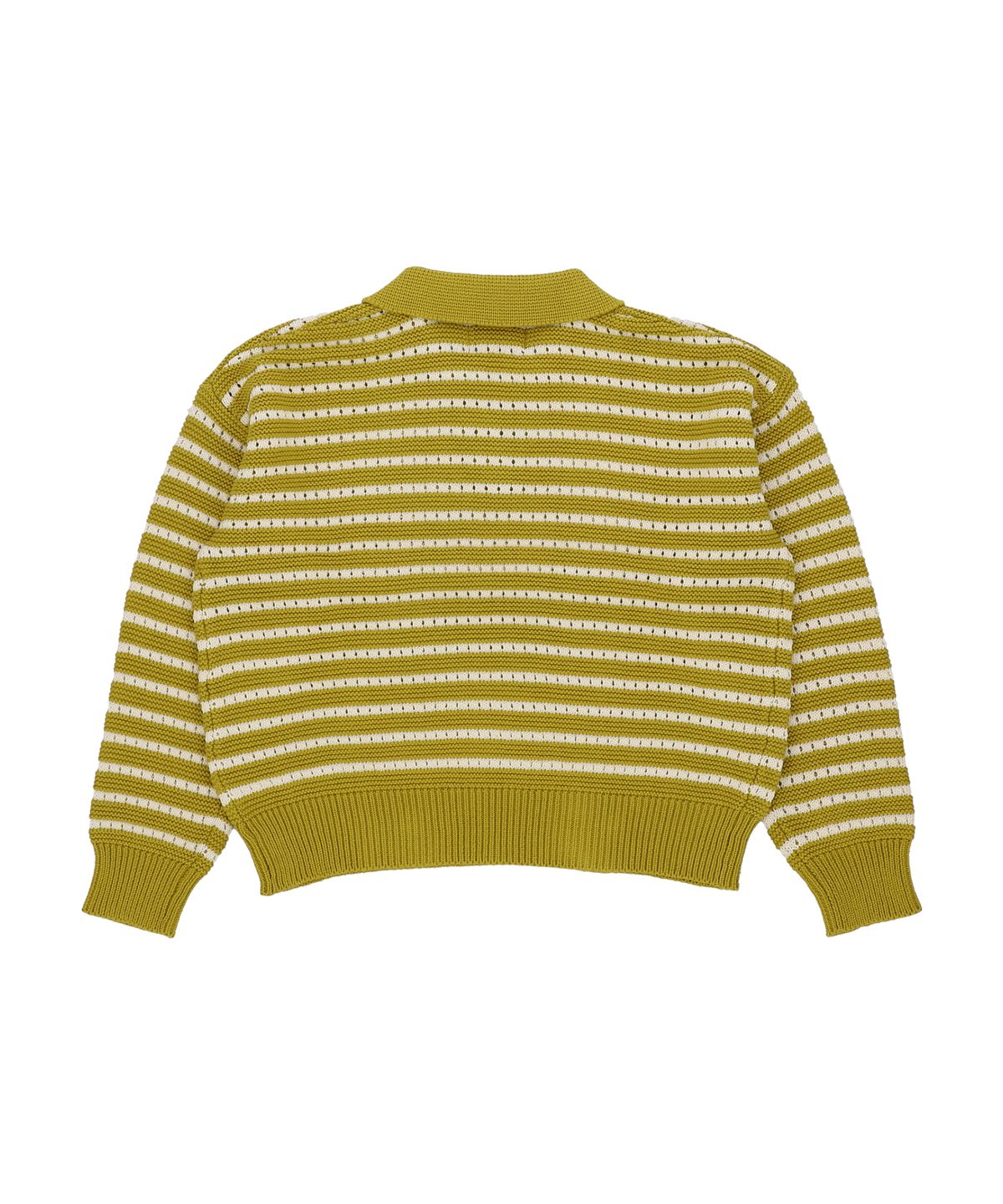꼬모니노즈(COMONINOZ) W CROCHET STRIPE PULLOVER [OLIVE GREEN]