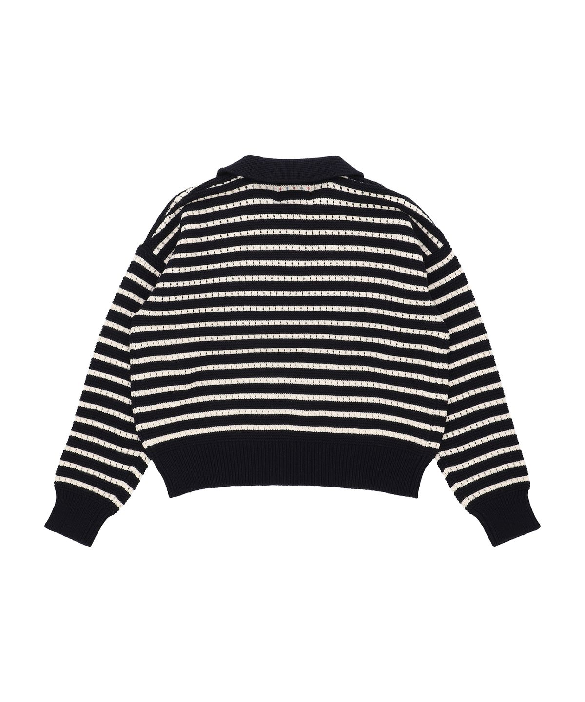 꼬모니노즈(COMONINOZ) W CROCHET STRIPE PULLOVER [NAVY]