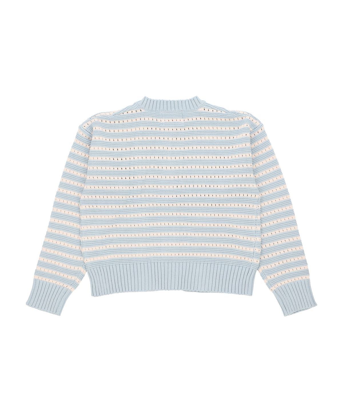 꼬모니노즈(COMONINOZ) W CROCHET STRIPE CARDIGAN [SKY BLUE]