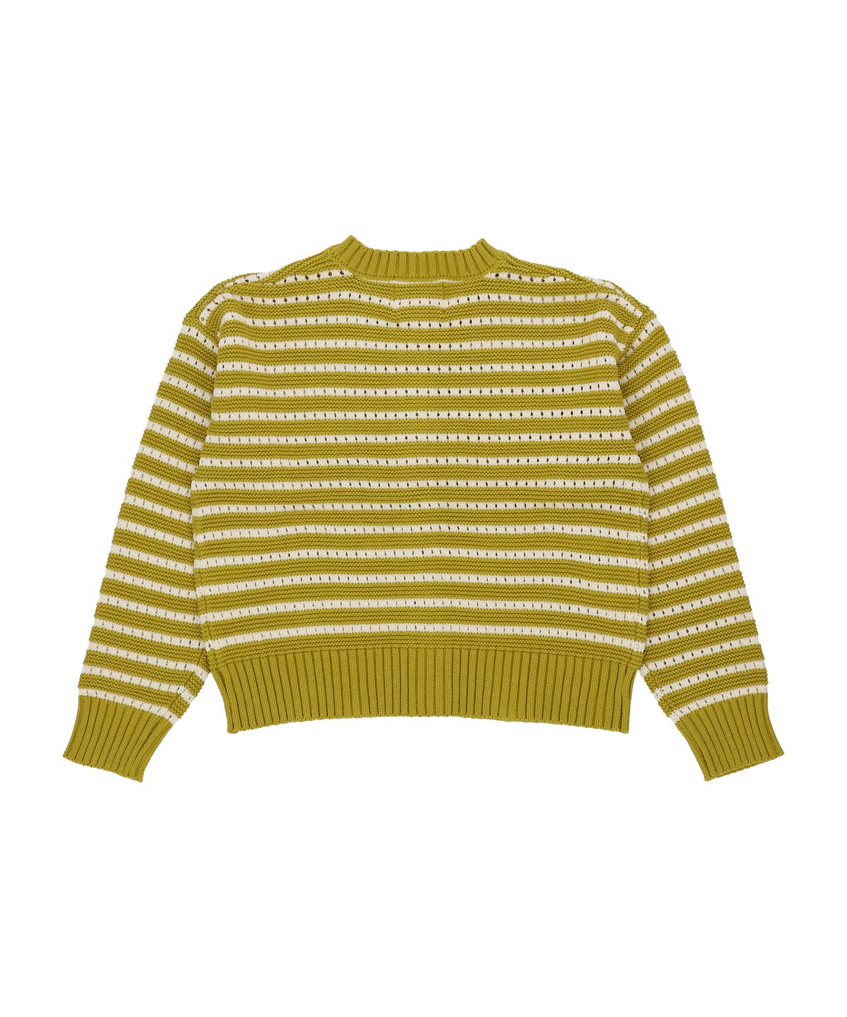 꼬모니노즈(COMONINOZ) W CROCHET STRIPE CARDIGAN [OLIVE GREEN]