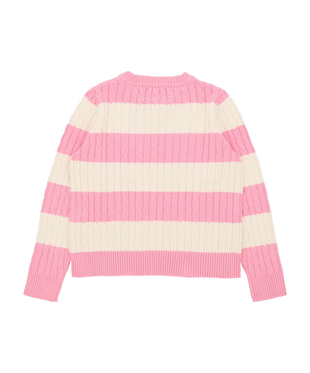 꼬모니노즈(COMONINOZ) W STRIPE CABLE PULLOVER [PINK]