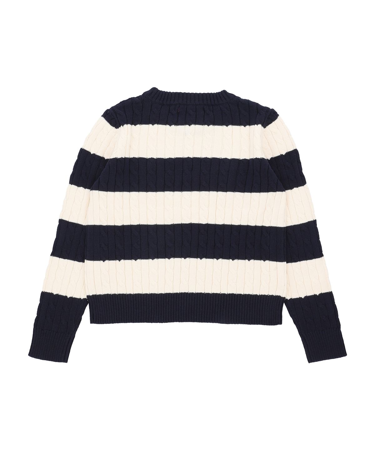 꼬모니노즈(COMONINOZ) W STRIPE CABLE PULLOVER [NAVY]