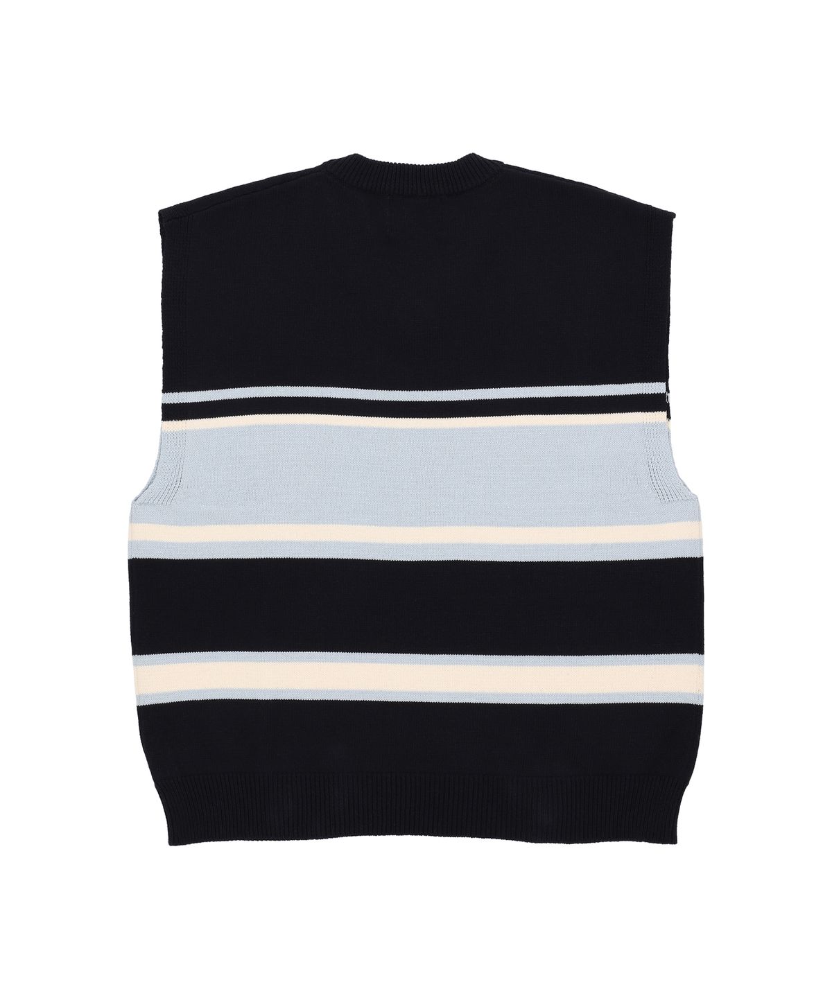 꼬모니노즈(COMONINOZ) STRIPE KNIT VEST [NAVY]