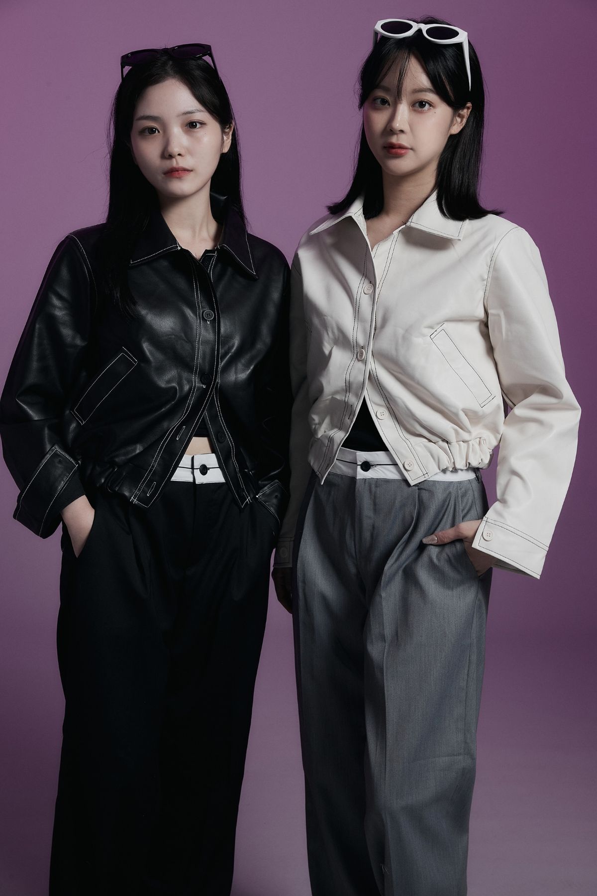 어퍼스트로피 콤마(APOSTROPHE COMMA) 풀 스티치 레더 자켓 (아이보리)
