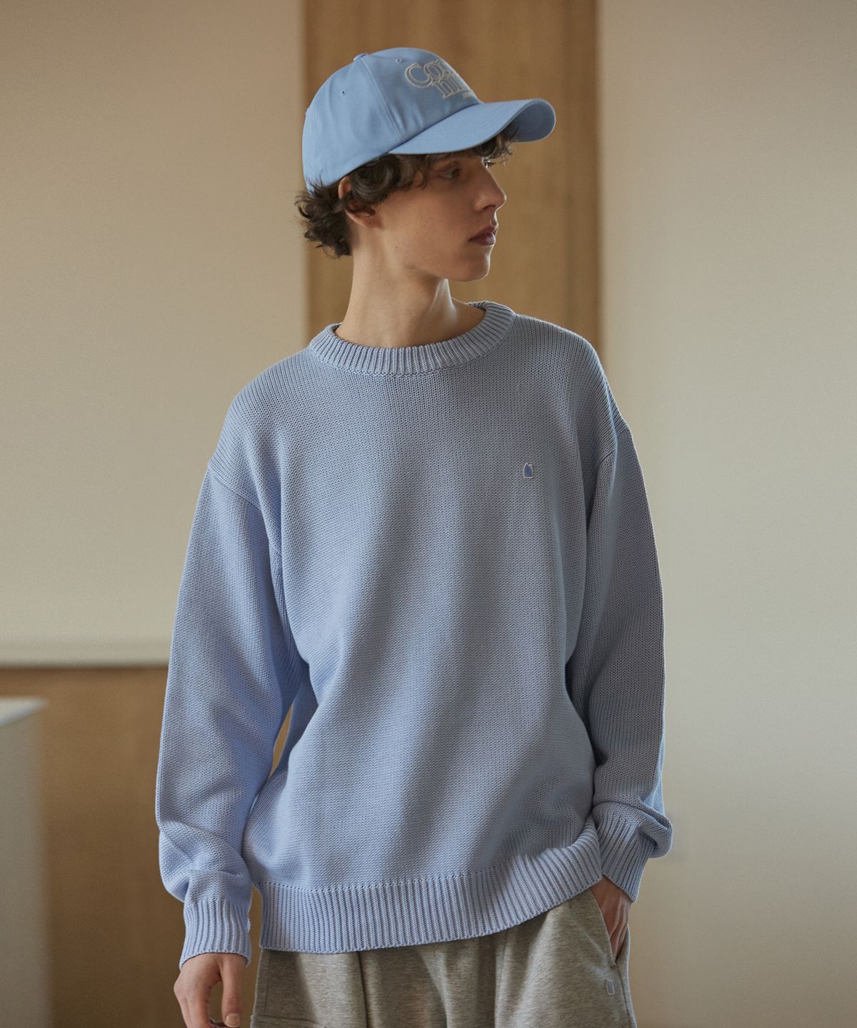 꼬모니노즈(COMONINOZ) BASIC KNIT PULLOVER [SKY BLUE]