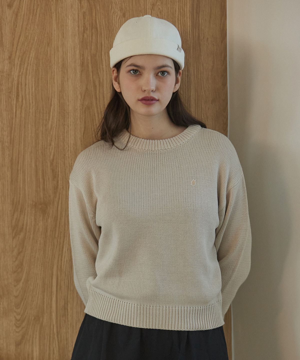 꼬모니노즈(COMONINOZ) BASIC KNIT PULLOVER [IVORY]