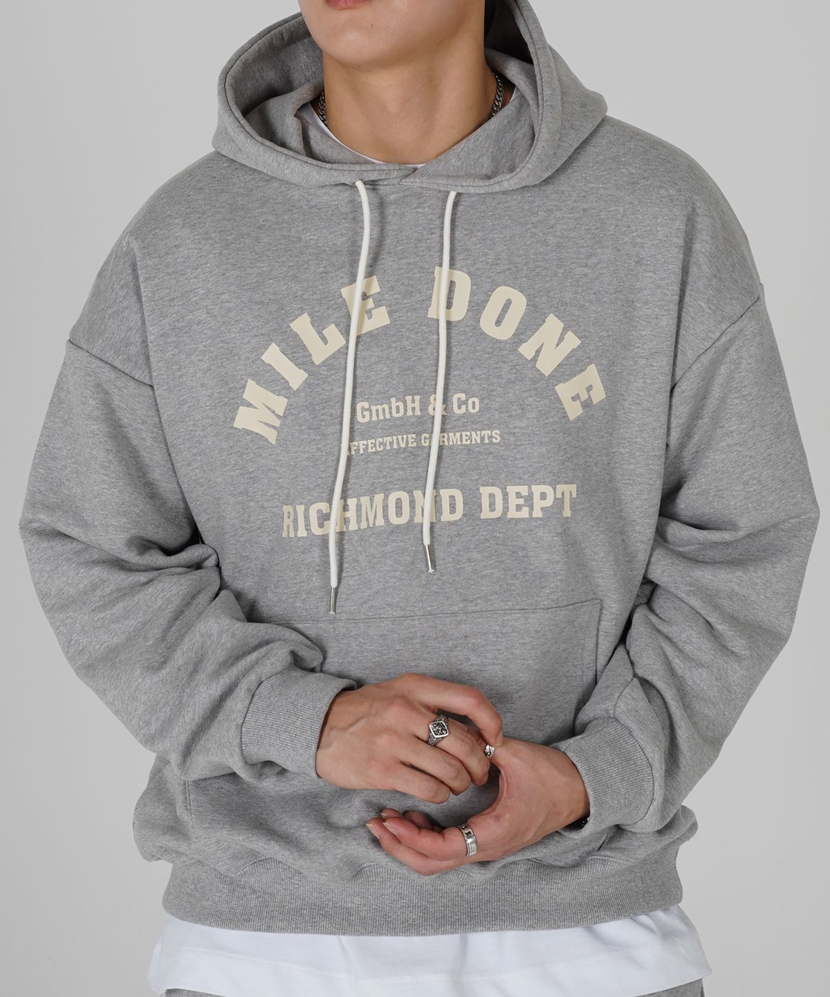 더마일(THEMILE) MILEDONE 마일던 시그니쳐 후디[GREY]
