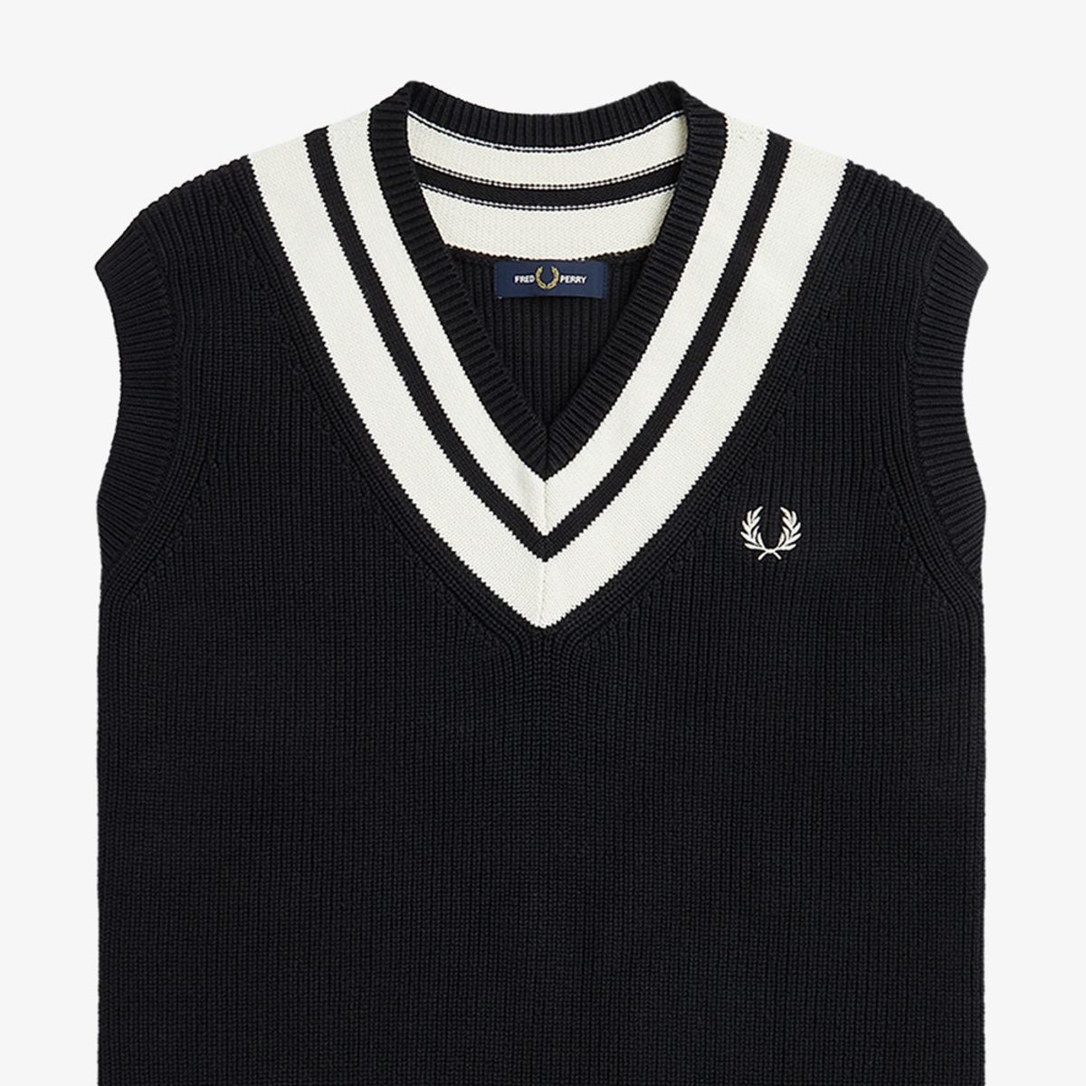 프레드페리(FRED PERRY) [Sharp] 스트라이프 헴 브이넥 베스트(102) AFPM231K540-102