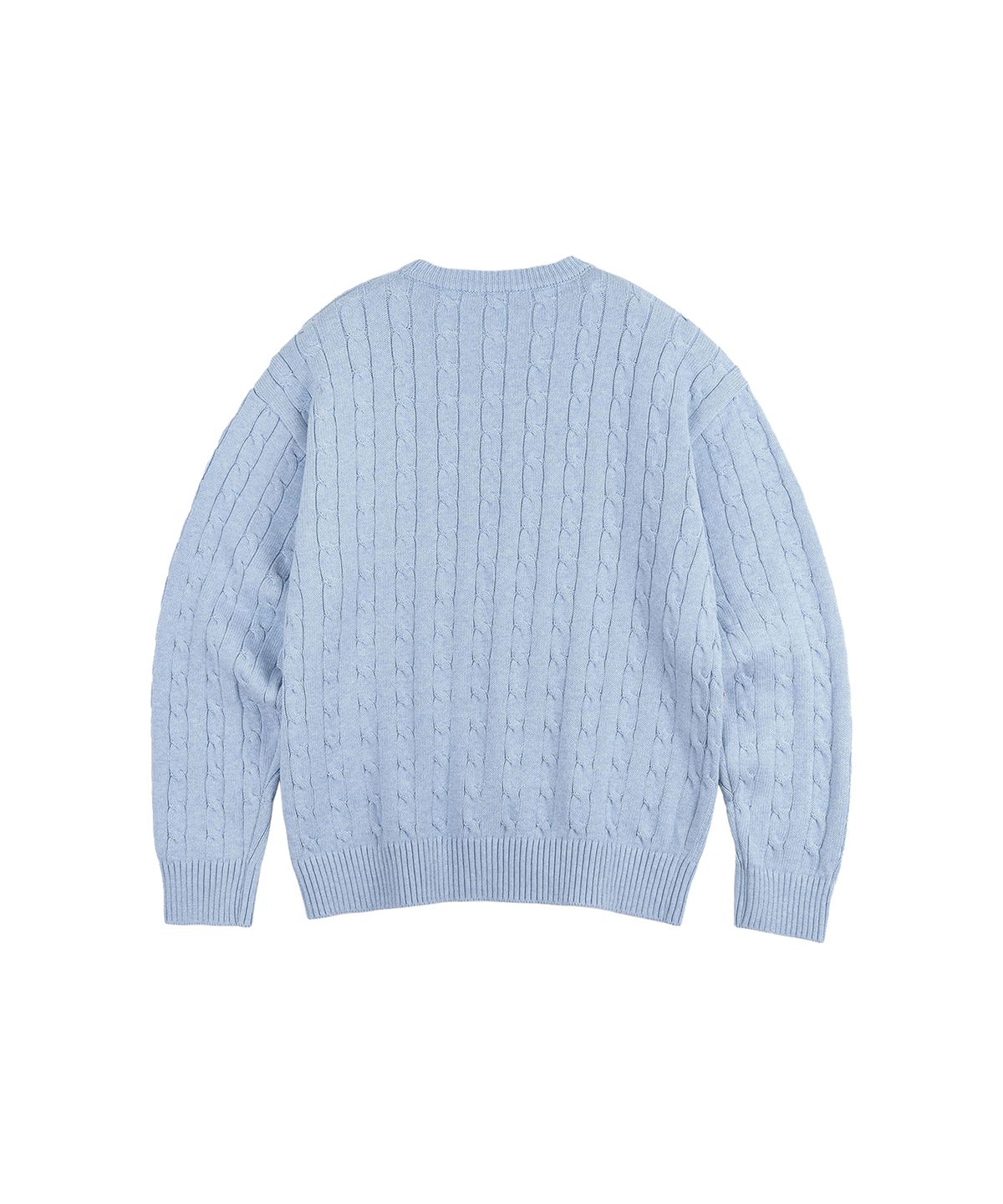 세컨모놀로그(SECONDMONO) Heavyweight Cable Crew Neck Knit [SKYBLUE]_COOSKT040SKYBLUE