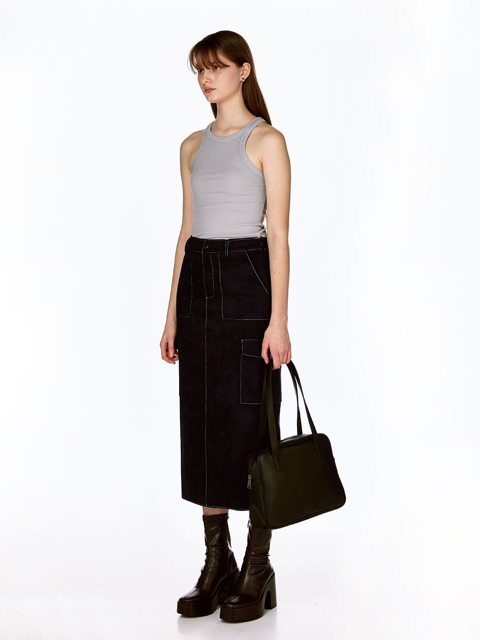 ★早期完売★FILLINTHEBLANK★Trapezoid Middle Shoulder Bag★ MUSINSA | FILLINTHEBLANK Trapezoid Middle Shoulder Bag (black)