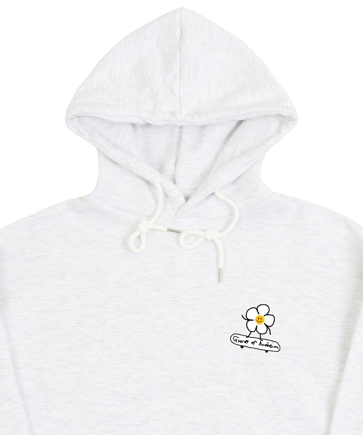 그레이버(GRAVER) [UNISEX]플라워보드 스마일 후드티_멜란지화이트
