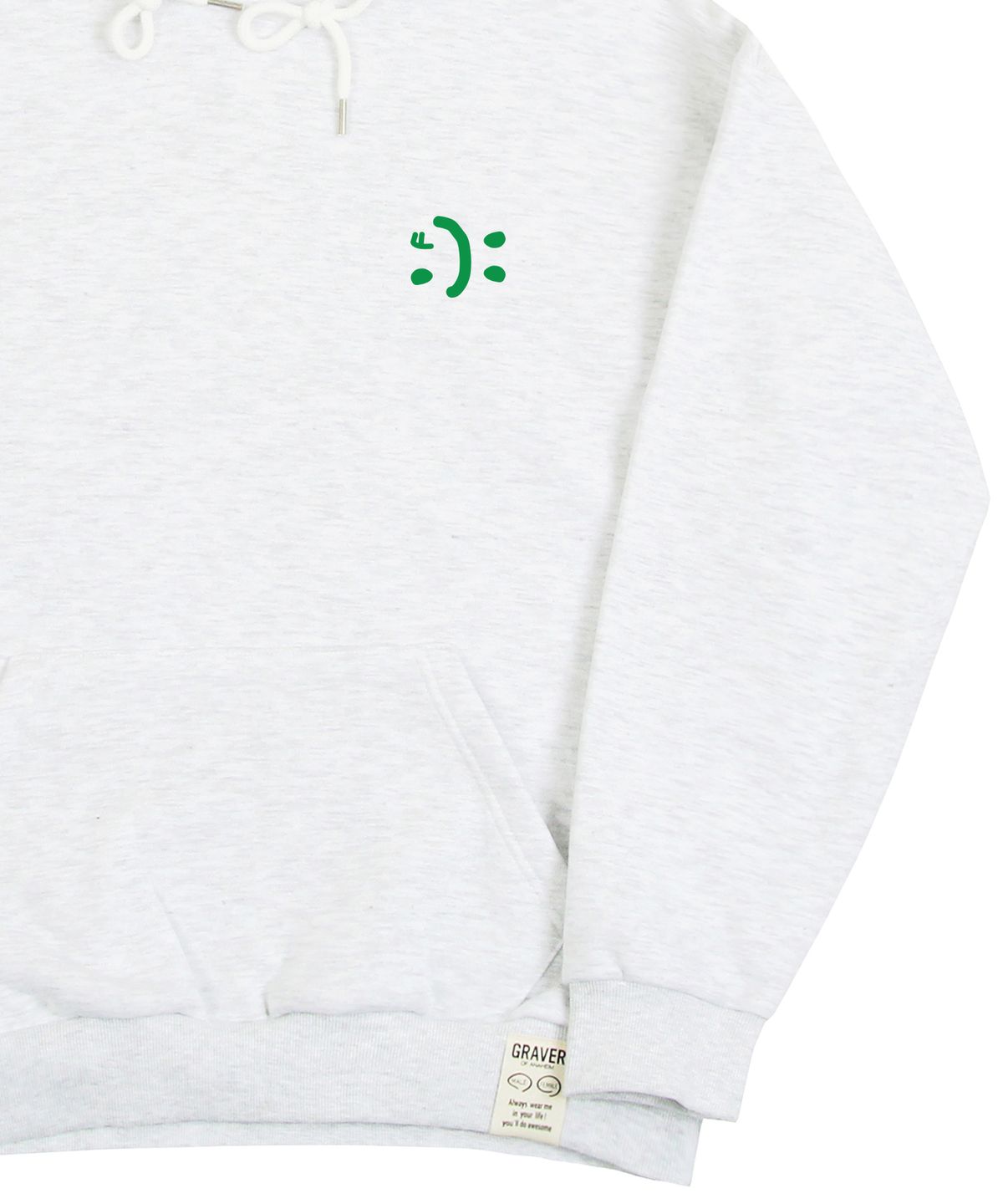 그레이버(GRAVER) [UNISEX]스몰 더블 드로잉스마일 후드티_멜란지화이트