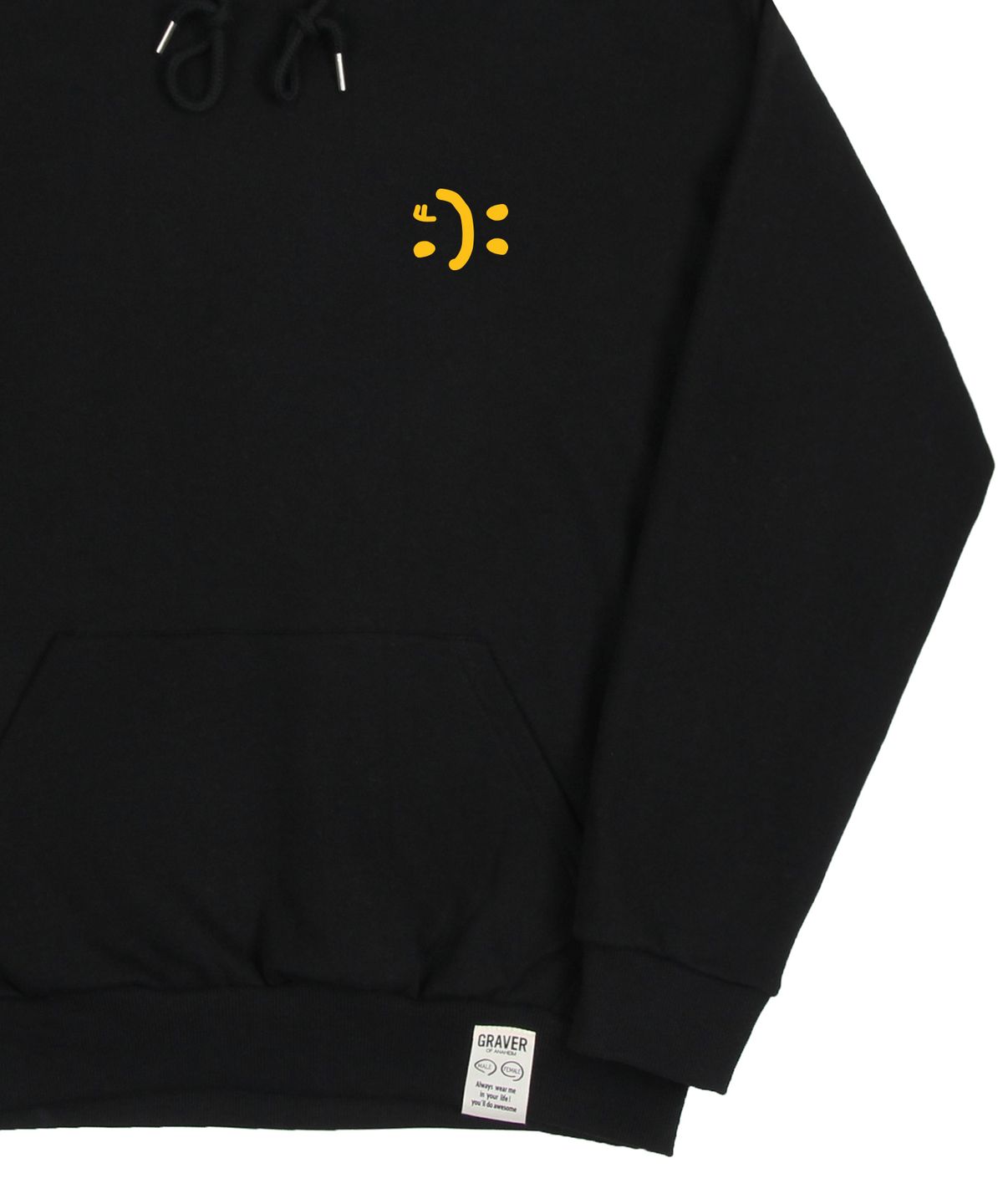 그레이버(GRAVER) [UNISEX]스몰 더블 드로잉스마일 후드티_블랙