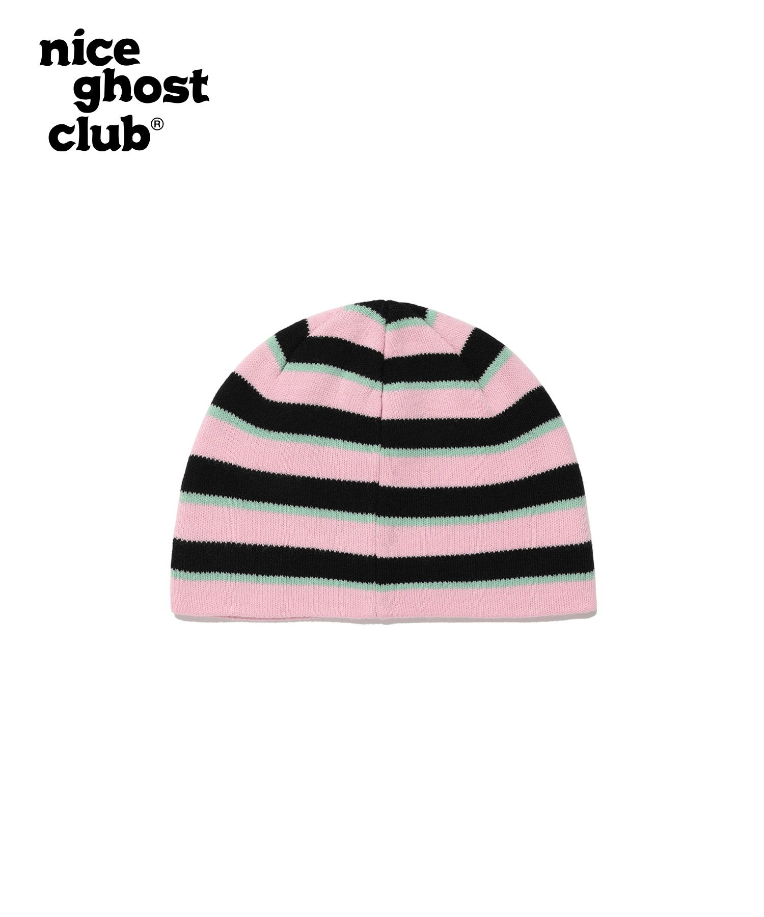 MUSINSA | NICE GHOST CLUB STRIPE LOGO BEANIE_PINK(NG2DSUAB28A)