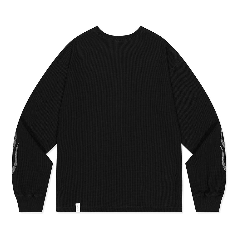 【mahagrid】21FW★ MIL WAFFLE LS TEE MUSINSA | MAHAGRID FLAME WAFFLE LS T-Shirt BLACK(MG2DSMT555A)