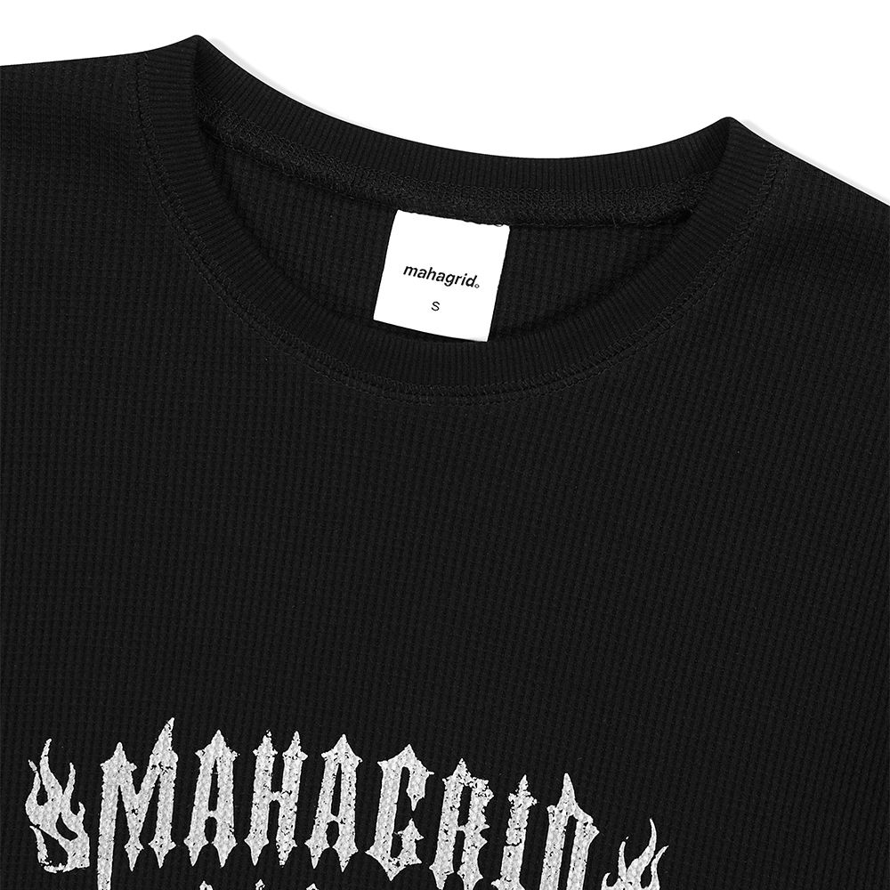 【mahagrid】21FW★ MIL WAFFLE LS TEE MUSINSA | MAHAGRID FLAME WAFFLE LS T-Shirt BLACK(MG2DSMT555A)