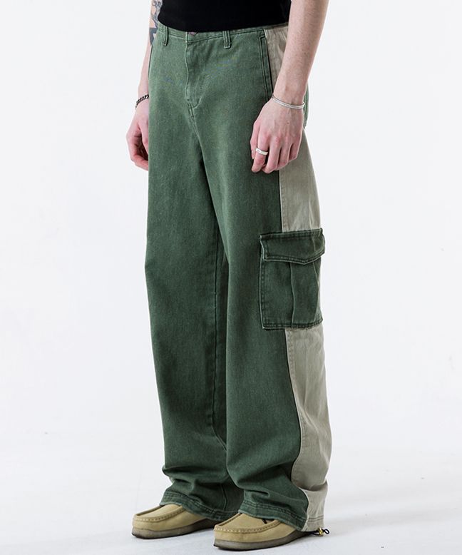 MUSINSA公式 | RUNNING HIGH Two Tone Cargo Pants [Khaki Beige]