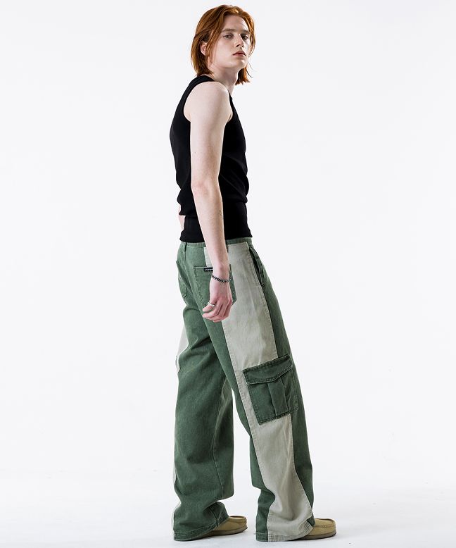 MUSINSA公式 | RUNNING HIGH Two Tone Cargo Pants [Khaki Beige]