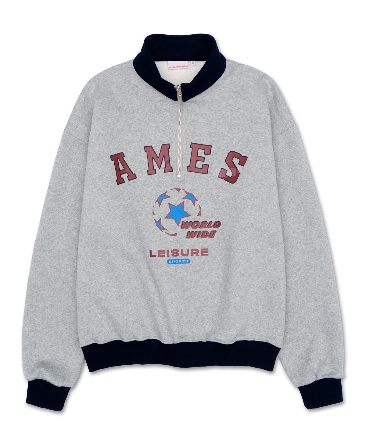 아메스 월드와이드(AMES-WORLDWIDE) SOCCER LOGO HALF ZIPUP GREY (AM2DSUM481A)